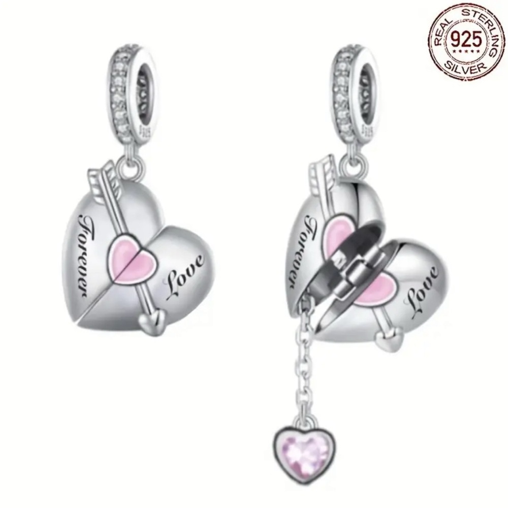 2️⃣ for $25 
charm / 925 Sterling Silver Forever love Heart Charm.